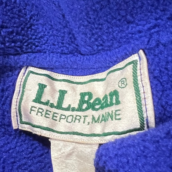 L.L.Bean Men’s Bath Robe Blue with Green Trim Chest Pocket 2 Front Pockets Large - Picture 5 of 6